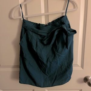 Teal “paper bag” mini skirt